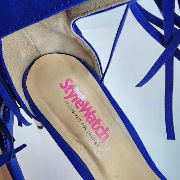 JustFab Sosha Cobalt Blue Sandals Heels Size 6 1/2 - Picture 10 of 11